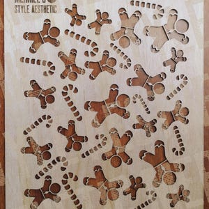 Reusable Bleaching Stencil - Gingerbread Men and Candy Canes Melody