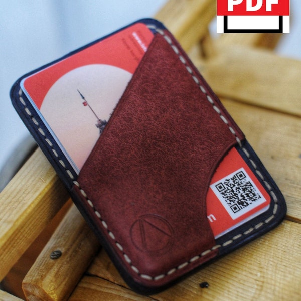Leather Cardholder Pattern, Leather Cardholder Pdf, Cardholder Template, Digital Download Wallet Pattern, DIY,Minimal Cardholder,Begginer