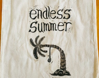 Handprinted Totebag 'Enless Summer' Linocut Print