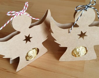 Embalaje de regalo de ángel navideño, bola de chocolate con praliné, decoración de mesa, obsequio para fiesta de empresa, colgante, descarga digital