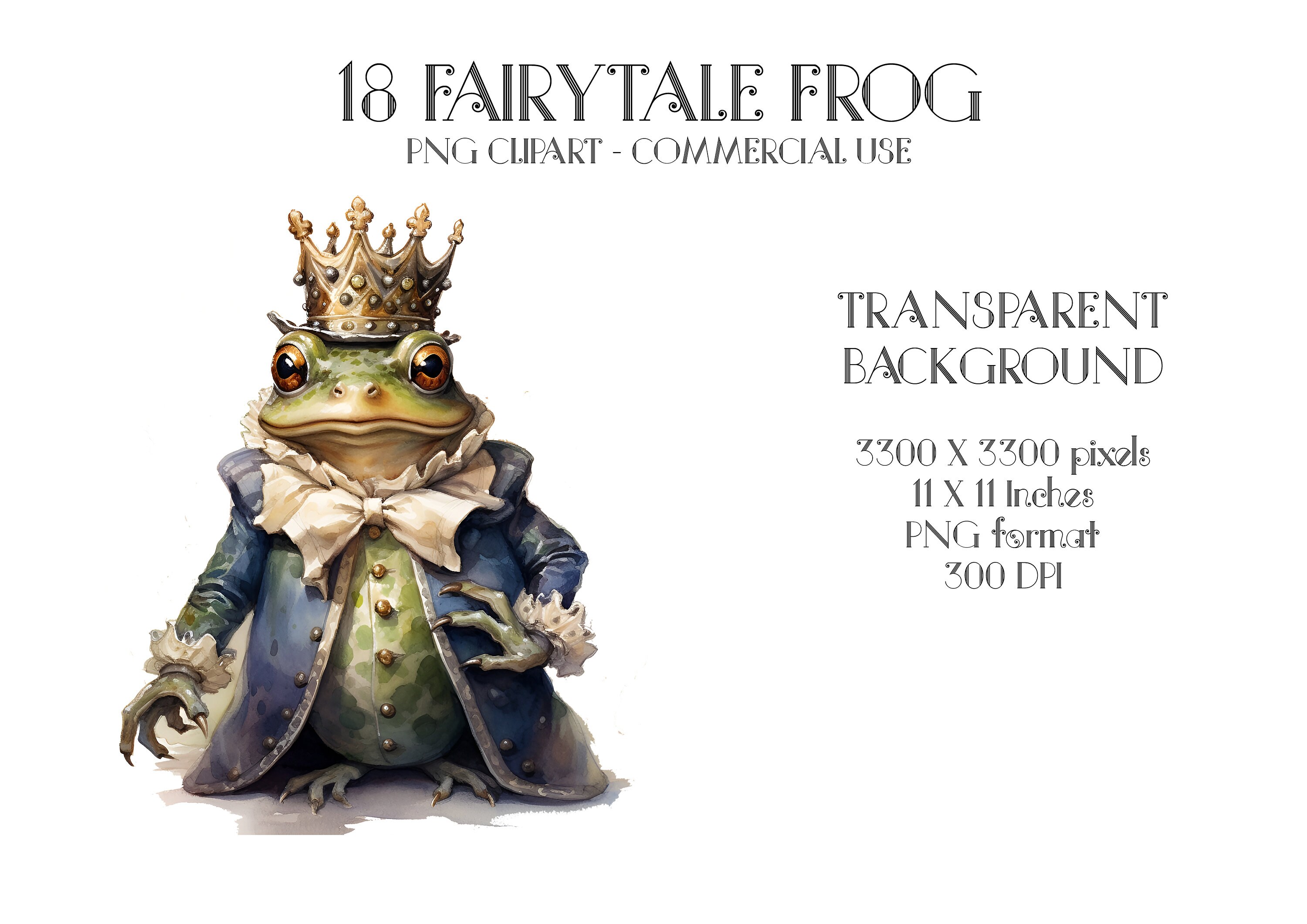 18 Fairytale Frog Watercolor Clipart, Fairytale Clipart PNG, Fantasy ...