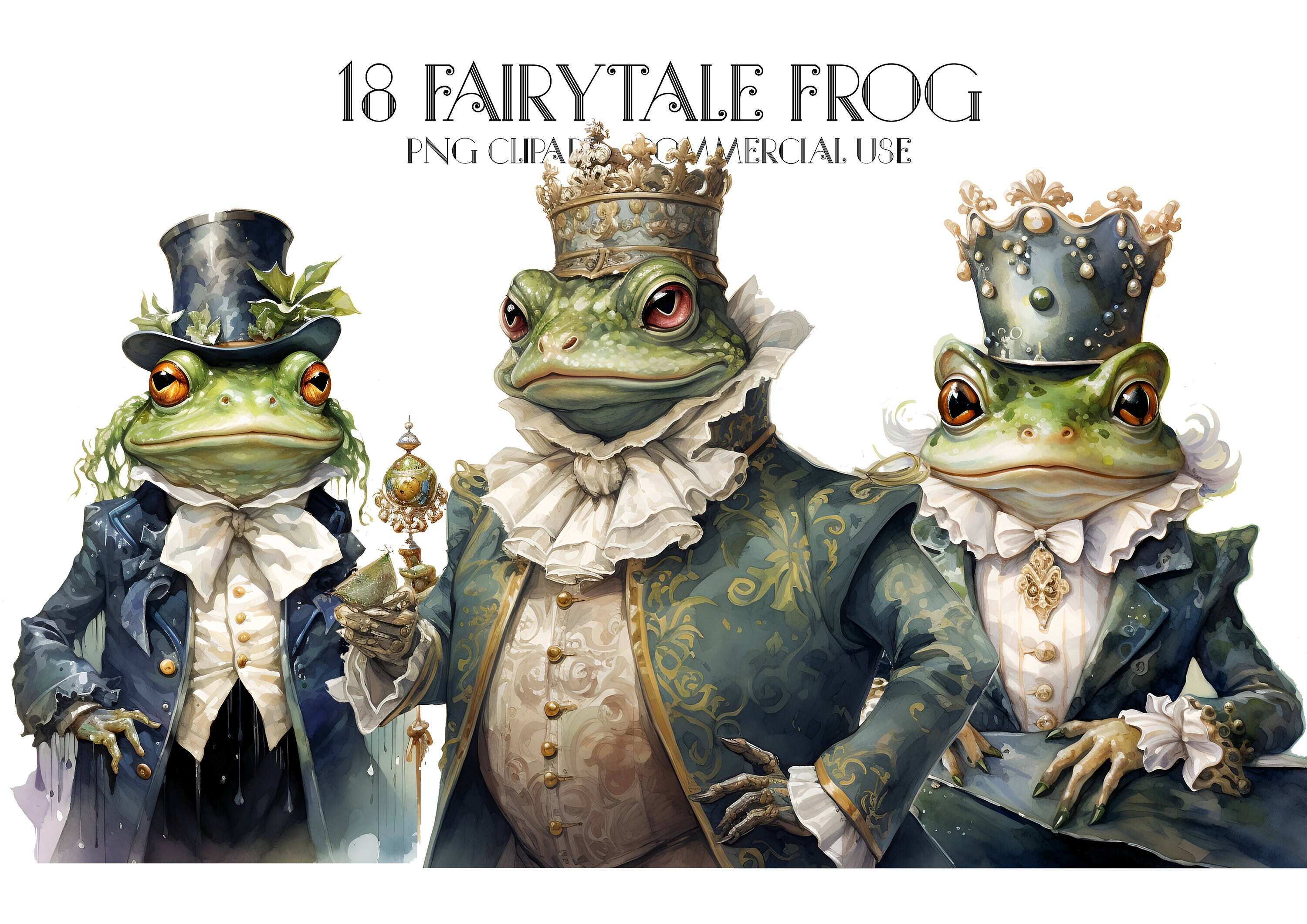 18 Fairytale Frog Watercolor Clipart, Fairytale Clipart PNG, Fantasy ...
