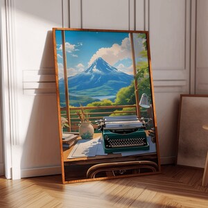 Japanese Anime Landscape Art Poster, Anime Poster Japanese Scenery, Digital Painting Wall Art for Home Decor, Studio Ghibli Inspired