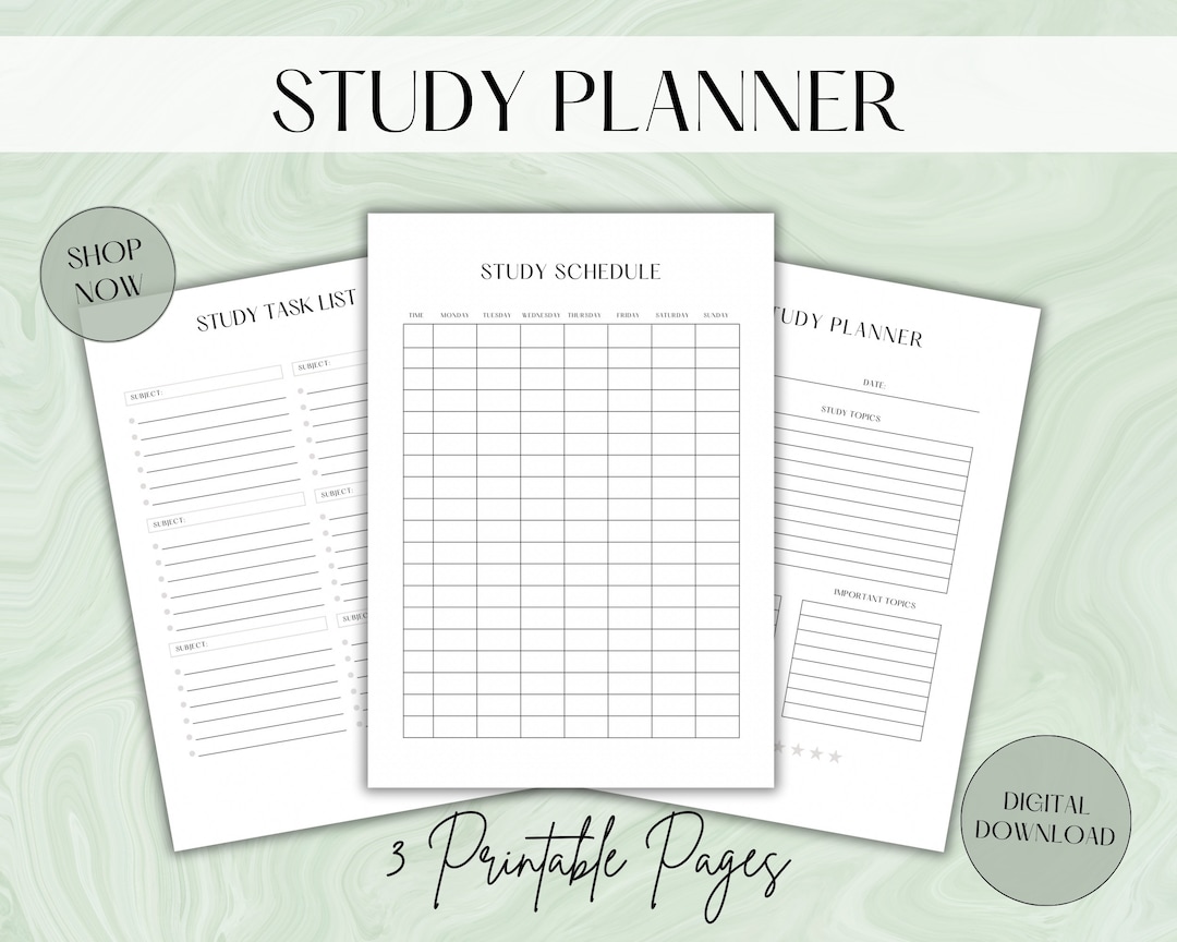Study Planner, Study Schedule, Study Task List, Student Planner ...