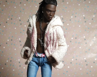 Knit winter jacket for for Ken - 1/6 Clothes for regular 11 inch 30cm male dolls