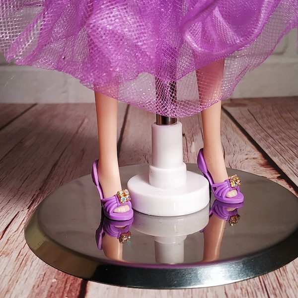 Chaussures lavande à talons hauts et strass pour Barbie - 1/6 Vêtements pour poupées-femmes de 11 pouces 30 cm