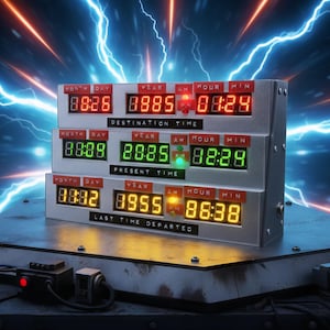 Time Circuits clock V2.0, nine LED displays across three rows