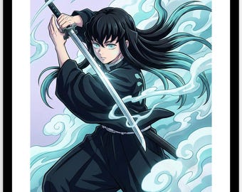 Anime Sword Warrior Poster - Water Breathing Demon Slayer poster | Rolled Poster