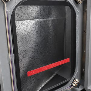 Flux Capacitor hinged door open showing the LED modules and wiring inside