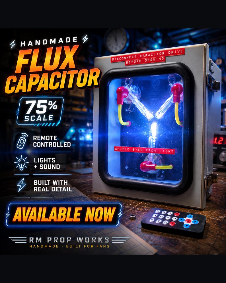 Flux Capacitor prop, 75% scale, remote controlled, lights and sound, hand built in the UK