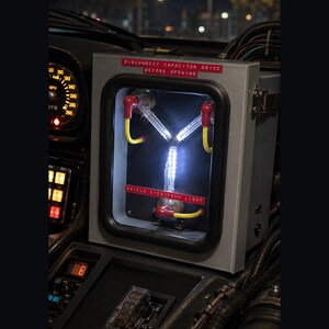 Flux Capacitor styled on a car dashboard at night