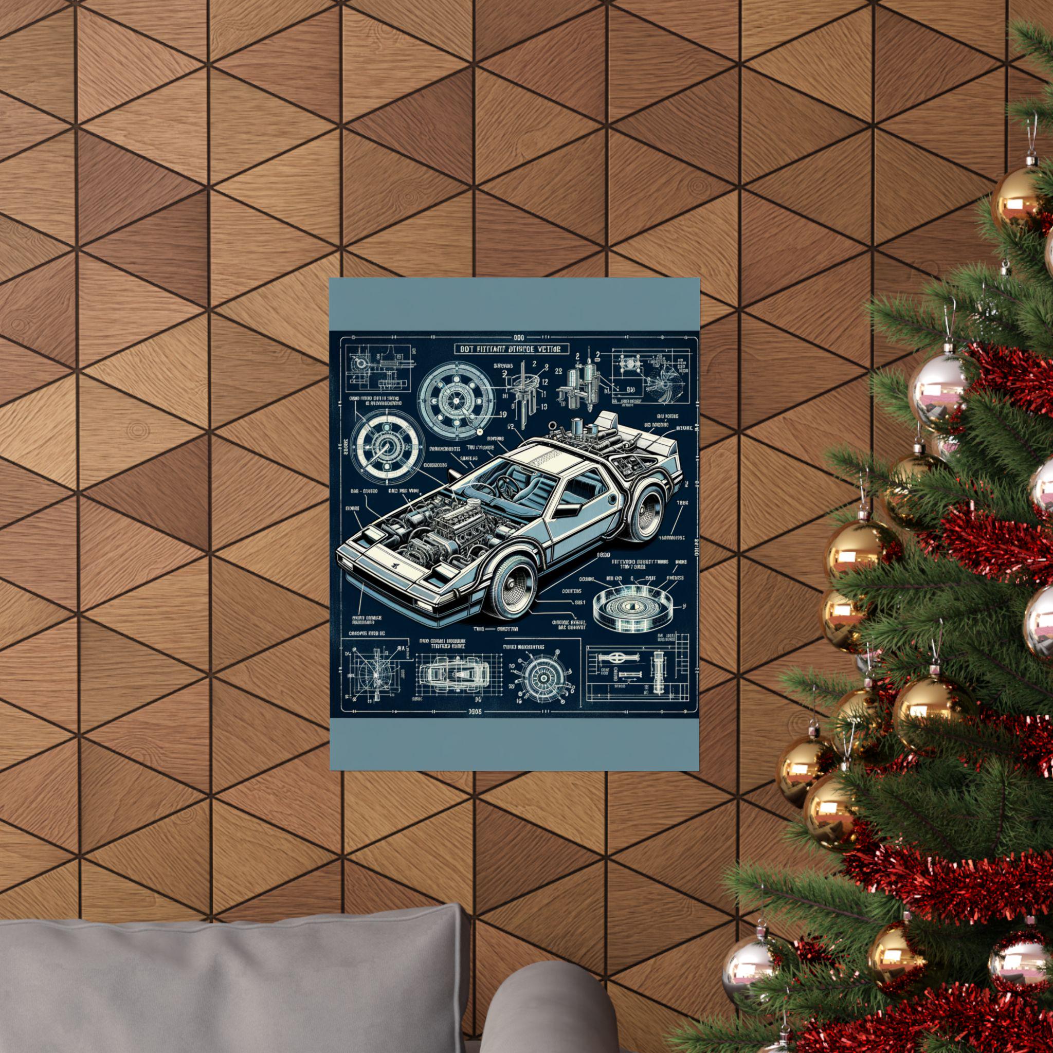 Delorean Time Machine Blueprint Poster - Back to the Future Technical ...
