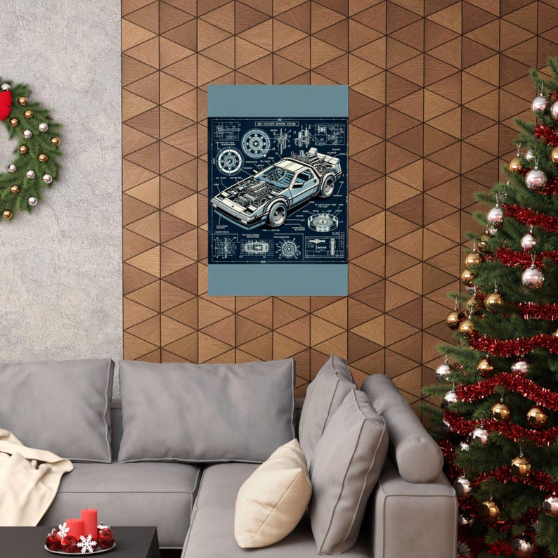 Delorean Time Machine Blueprint Poster - Back to the Future Technical ...