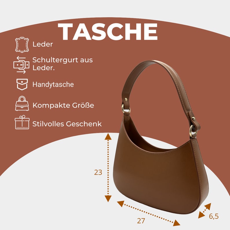 Stilvolle Ledertasche in Braun - made in Italy