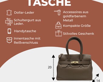 Damen Handtasche Beige aus Leder