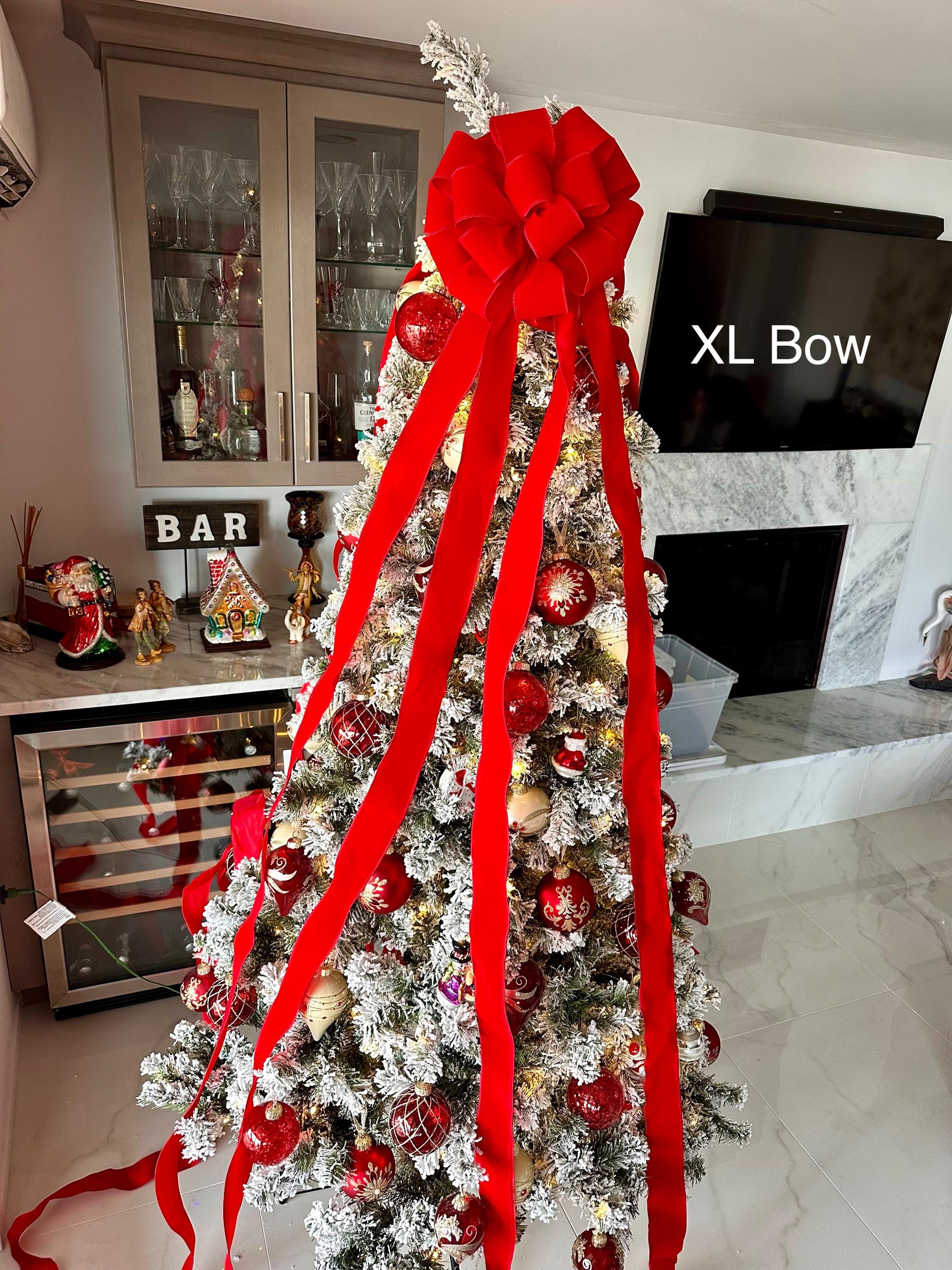 Classic Red Christmas Tree Topper Bow With Long Streamers L & XL - Etsy