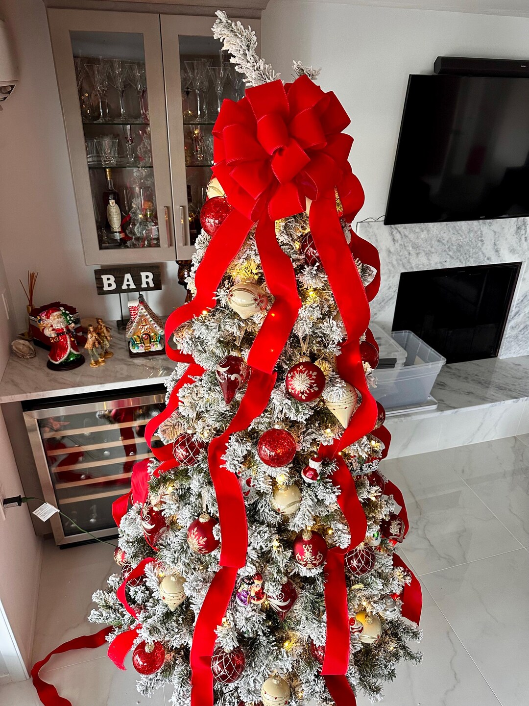 Classic Red Christmas Tree Topper Bow With Long Streamers L & XL - Etsy