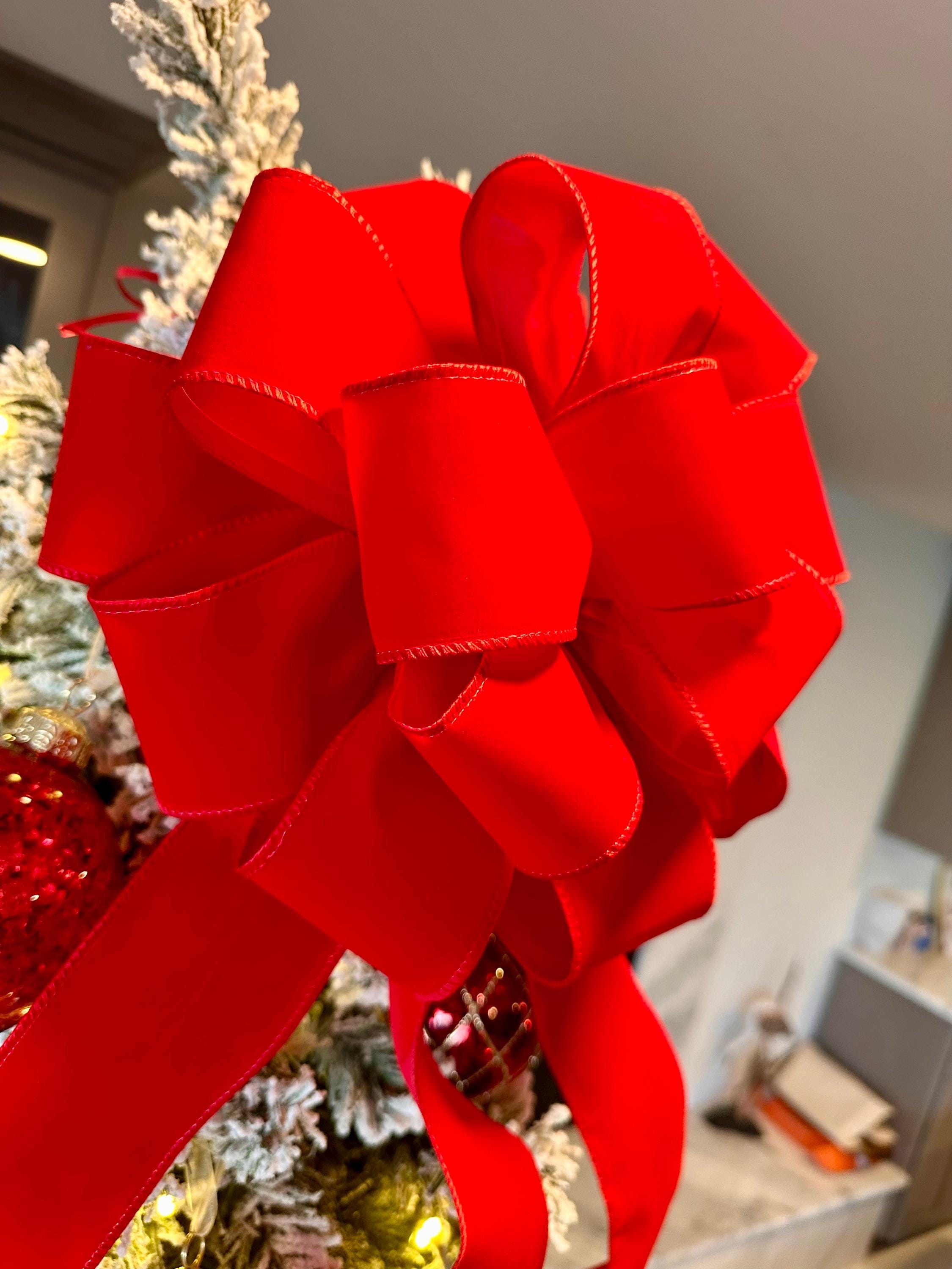 Classic Red Christmas Tree Topper Bow With Long Streamers L & XL - Etsy
