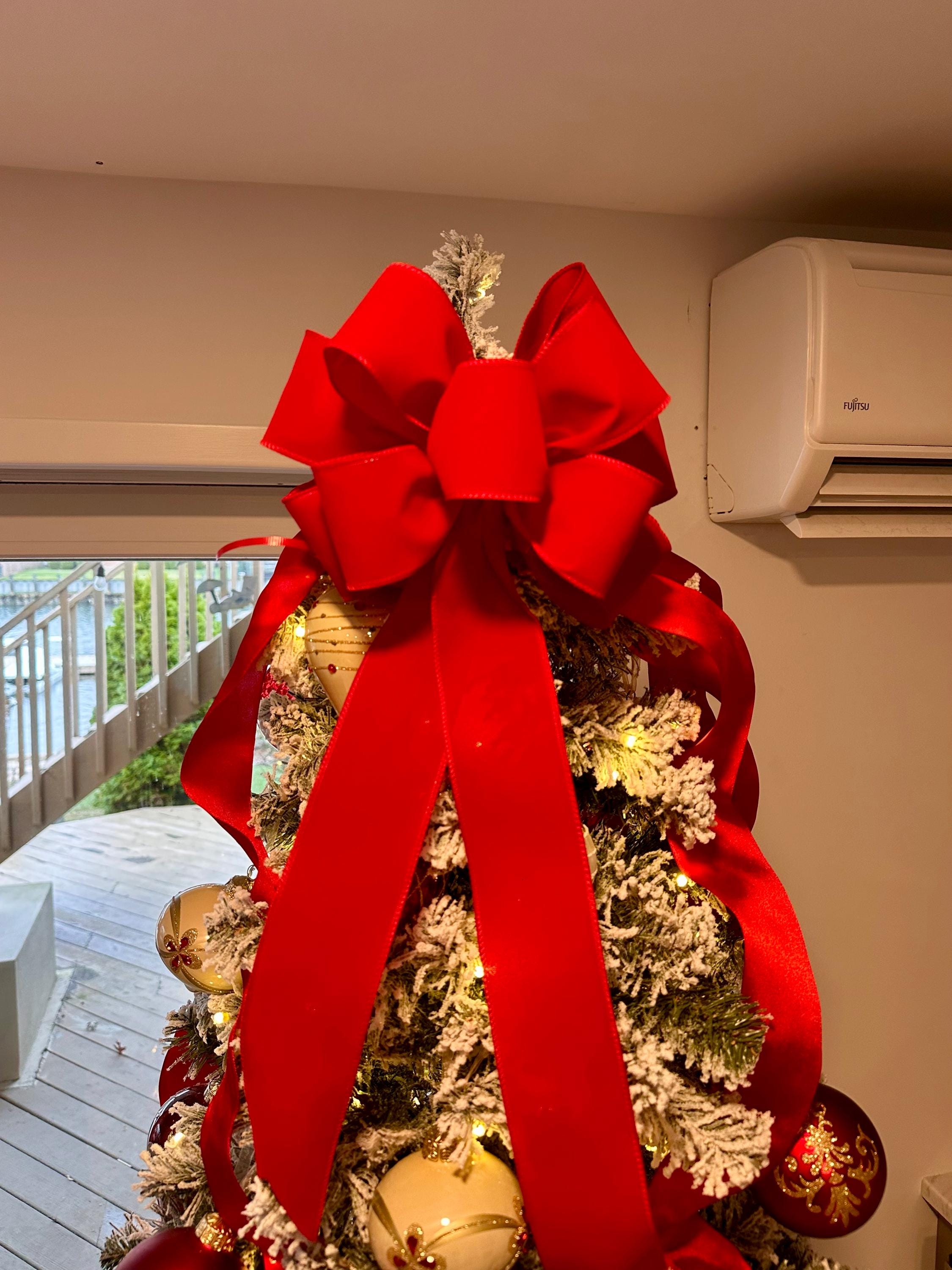 Classic Red Christmas Tree Topper Bow With Long Streamers L & XL - Etsy