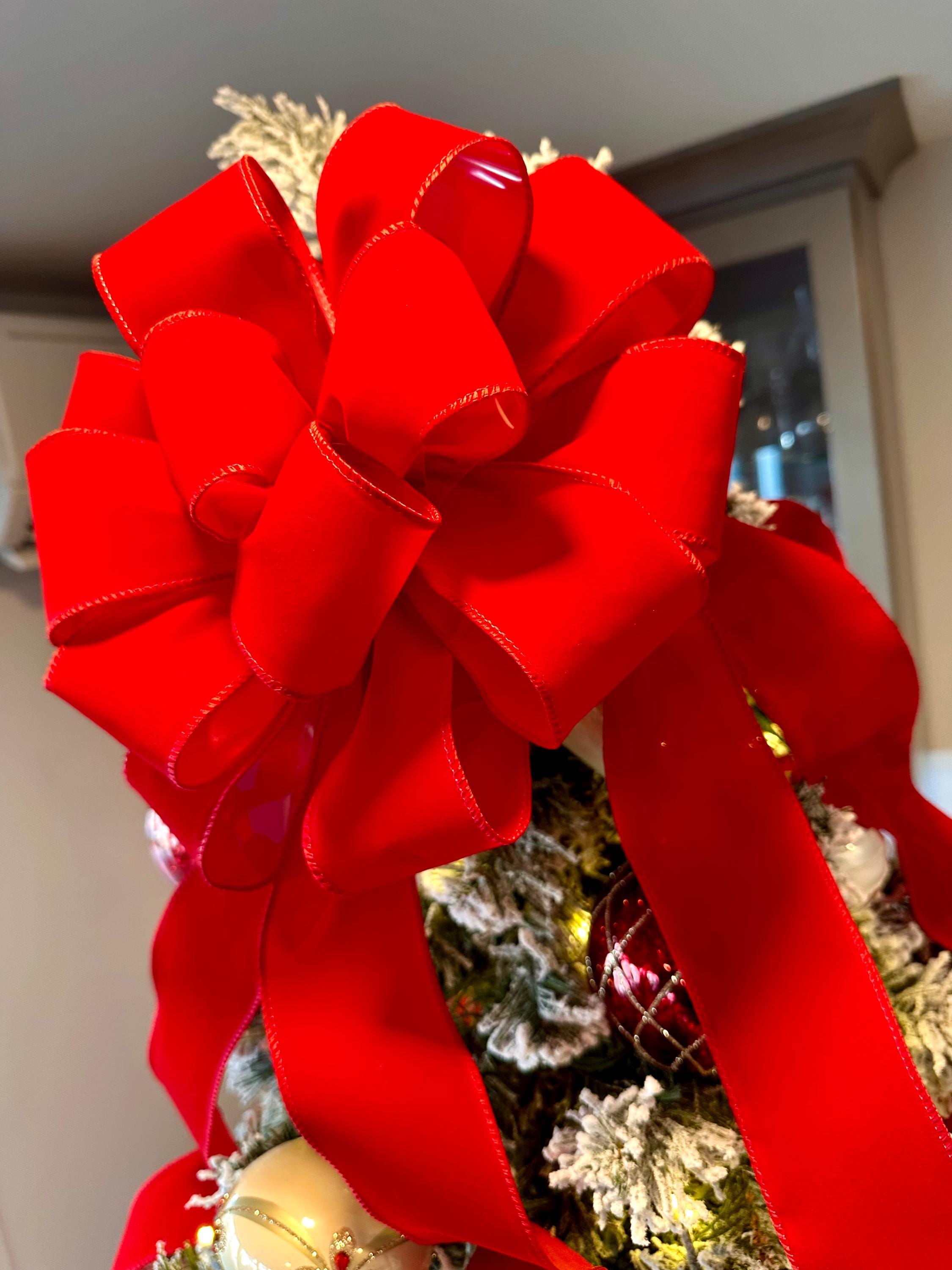 Classic Red Christmas Tree Topper Bow With Long Streamers L & XL - Etsy