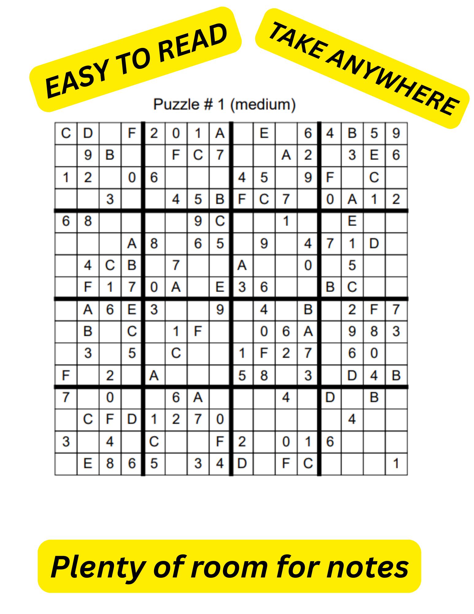 16x16 Sudoku Puzzles: 100 Expert-level Brain Teasers (printable