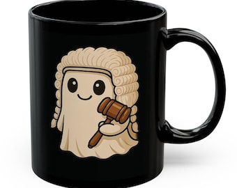 Ghost Judge-kaffemugg: Rolig Halloween-juridisk gåva