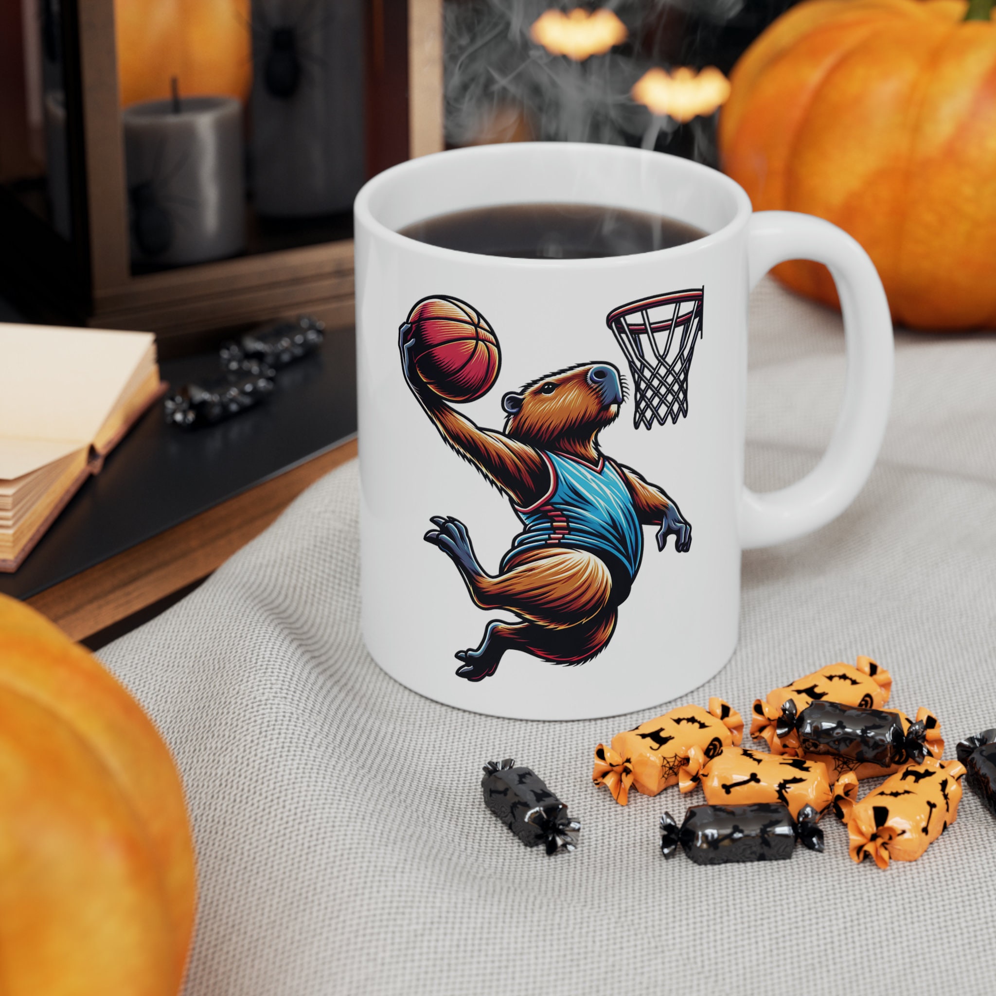 Capybara Slam Dunk Ceramic Mug: Basketball Fan Gift (11oz) - Etsy