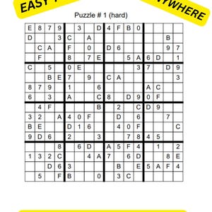 16x16 Sudoku Puzzles: 100 Harder Expert-Level Brain Teasers (Printable PDF)