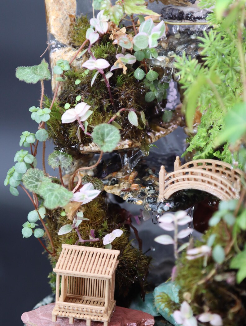Handmade Indoor Waterfall Fountain: Zen Garden with Live Plants bild 9