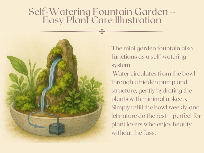 Handmade Indoor Waterfall Fountain: Zen Garden with Live Plants bild 2