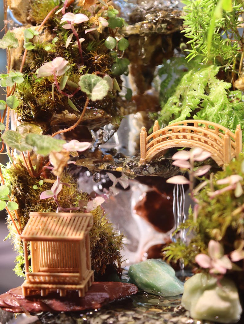 Handmade Indoor Waterfall Fountain: Zen Garden with Live Plants bild 5