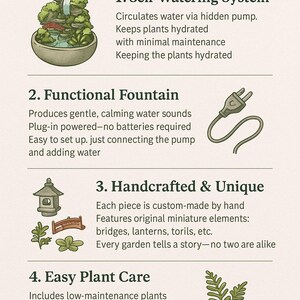 Handmade Indoor Waterfall Fountain: Zen Garden with Live Plants bild 3