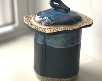 Lidded Ceramic Jar for Spices or Vanity
