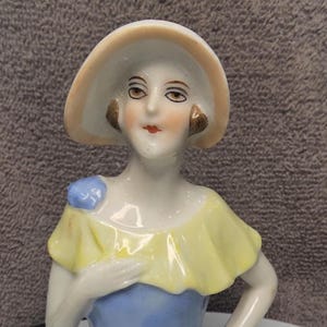 Vintage Antique 1930s German Flapper Girl Half Doll. Nice condition!! 4&quot; tall.Marked German