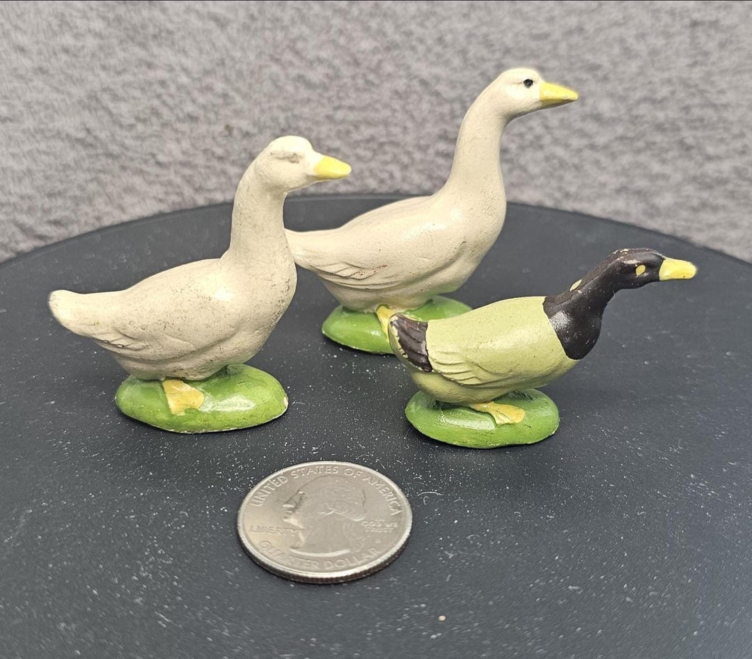 3 Vintage Small Size Chalkware or Plaster Animal Geese, Great for ...