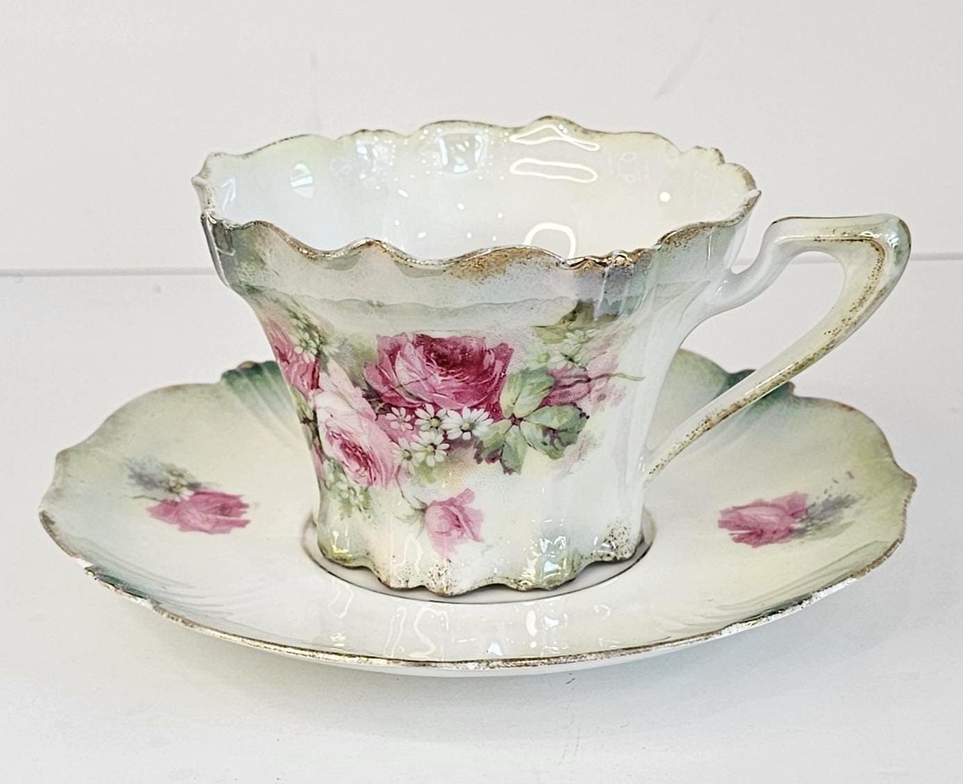 Antique German Victorian Roses Cup Saucer - Etsy