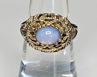 Vintage 18kt Electroplated Cocktail Ring: Gold Tone Pinfire, Size 5 1/5