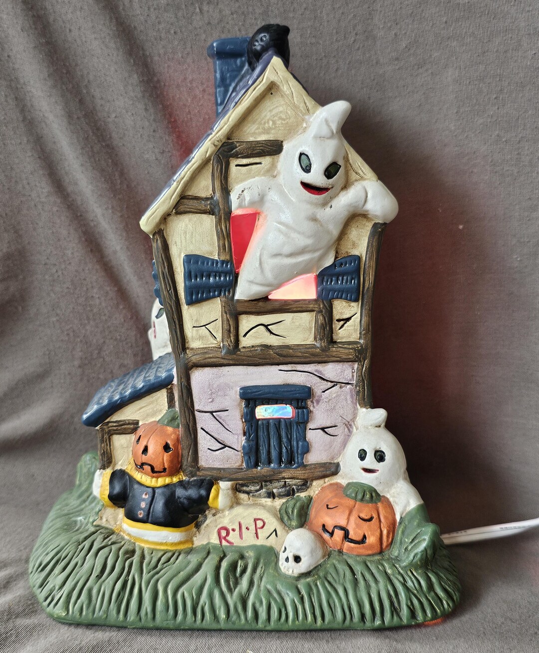 Vintage Ceramic 1991 Pacific Rim Abandon Halloween Haunted Lighted Mine ...