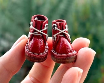 Miniature Crochet Frog Boots , Leather Doll Shoes , Blythe Doll Leather Shoes , Dollhouse accessories ,