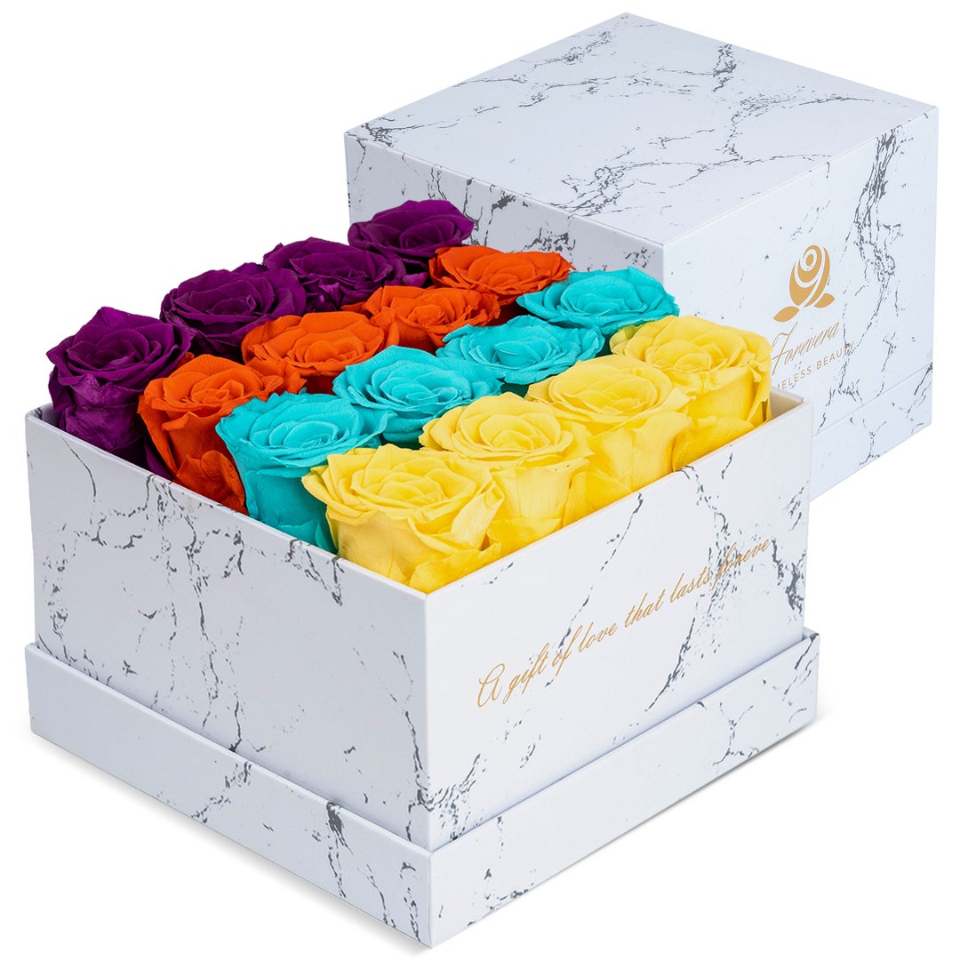 FOREVERA Roses Marble Box, Real Longlasting Eternal Forever Preserved