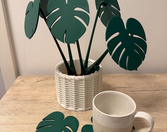 3D gedruckte Monstera mit magnetischen Blättern als Untersetzer - Deko - Zimmerpflanze - Pflanze