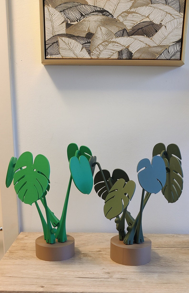 3D gedruckte Monstera mit magnetischen Blättern als Untersetzer Deko Zimmerpflanze Pflanze Bild 3