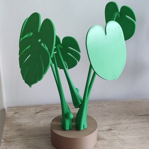 3D gedruckte Monstera mit magnetischen Blättern als Untersetzer Deko Zimmerpflanze Pflanze Grasgrün