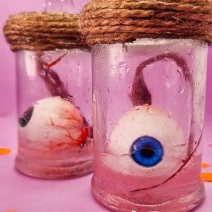 Fake Bloody Eyeballs in Glass Jar | Creepy Halloween Decor | Horror Prop for Parties | Unique Gory Gift | Haunted House Decoration