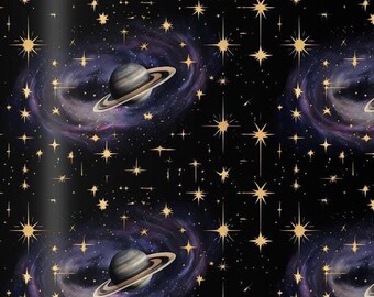 Rollo de papel para envolver regalos con diseño de estrellas y planetas espaciales, suministros para fiestas de cumpleaños con temática del espacio exterior, decoración astronómica, papel para envolver regalos