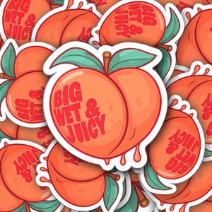 Adesivi Booty Peach Kiss-Cut, grandi, bagnati e succosi, adesivi divertenti, regalo per gli amanti della frutta, adesivi per laptop, adesivi per planner