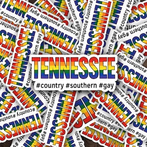 Gay Pride Tennessee Sticker, #Country #Southern #Gay LGBT Love, LGBTQ Pride Decal, Rainbow Flag Sticker, Laptop Vinyl Decal, Bumper Sticker