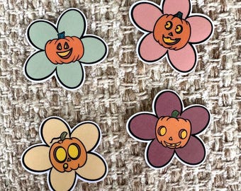 Cute Autumn Pumpkin Patch Flowers Sticker Pack | Fall Pumpkins Flowers