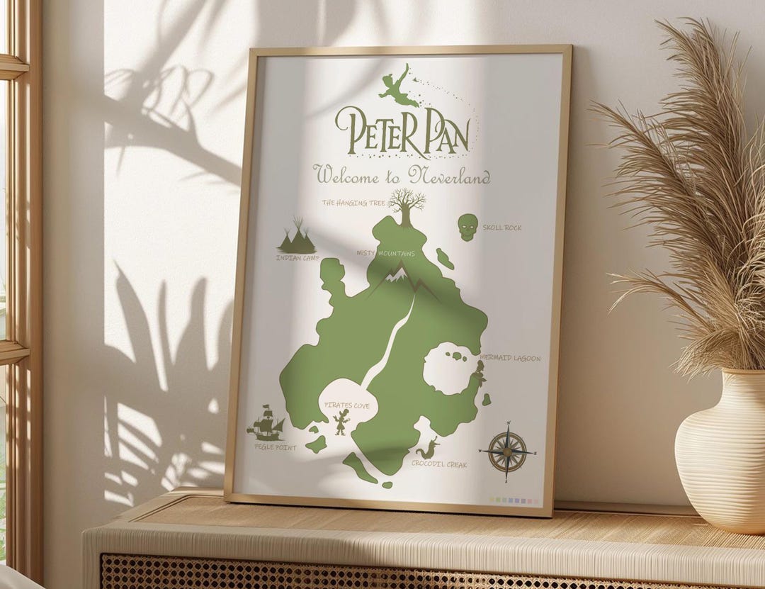 Neverland Map, Kids Room Poster, Peter Pan Poster, Peter Pan, Nursery
