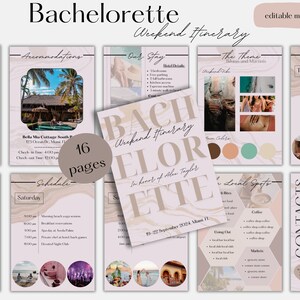 Itinéraire du week-end de célibataire | Modèle d&#39;itinéraire de célibataire | Modèle de toile modifiable | Invitation à un enterrement de vie de jeune fille | Itinéraire du week-end
